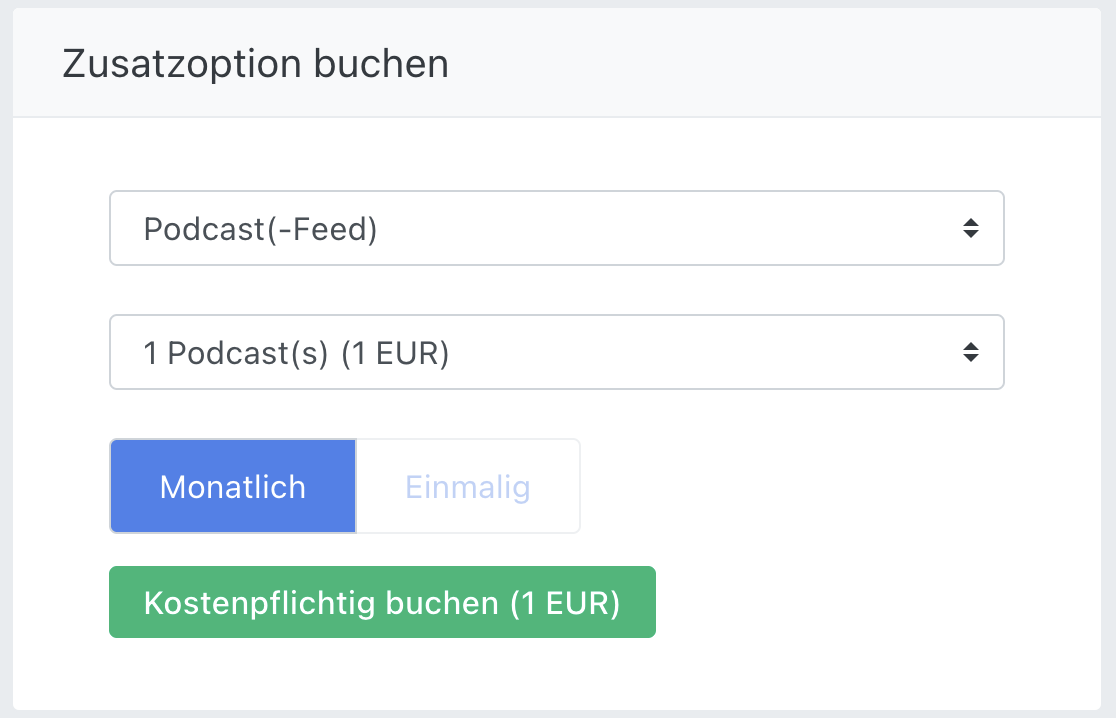 Weitere Podcast-Kanäle als Zusatzoption buchen